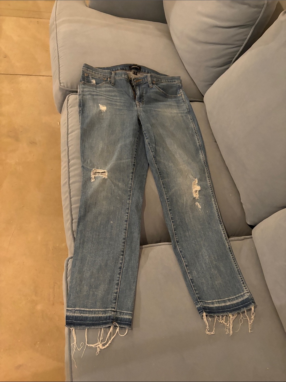 J. Crew Light Wash Distressed Straight-Leg Jeans